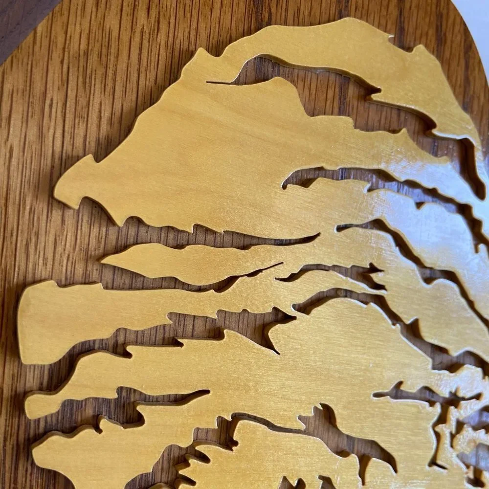 Hand Crafted by Harlan Hutchens Wooden Tiger Wall Decor